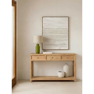 Rustic Konsole aus Naturholz mit 3 Schubladen - Kenay Home Natur 85 cm x 140 cm Rustic Konsole aus Naturholz mit 3 Schubladen - Kenay Home Natur 85 cm x 140 cm