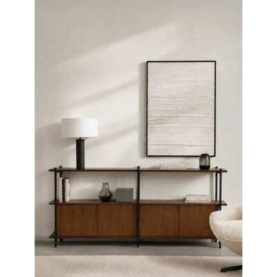 Darel Nussbaum furniertes doppeltes niedriges Bücherregal - Kenay Home Braun 87 cm x 196 cm Darel Nussbaum furniertes doppeltes niedriges Bücherregal - Kenay Home Braun 87 cm x 196 cm