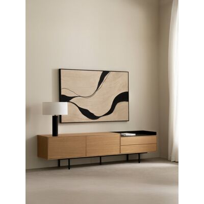 Joelle TV-Schrank 220 in Eichenfurnier - Kenay Home Natürlich - Schwarz 54 cm x 222 cm Joelle TV-Schrank 220 in Eichenfurnier - Kenay Home Natürlich - Schwarz 54 cm x 222 cm