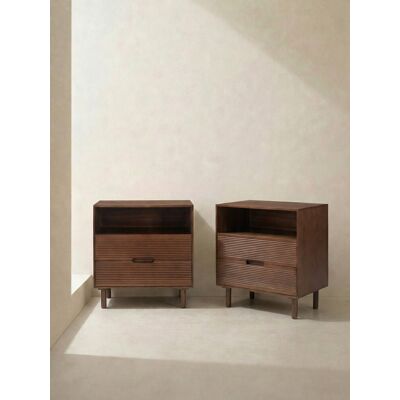 Moena 2er-Set Nachttische Massivholz 2 Schubladen - Kenay Home Natur 60 cm x 55 cm Moena 2er-Set Nachttische Massivholz 2 Schubladen - Kenay Home Natur 60 cm x 55 cm