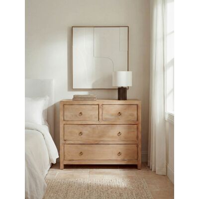Rustic Kommode aus Naturholz mit 4 Schubladen - Kenay Home Natur 82,5 cm x 100 cm Rustic Kommode aus Naturholz mit 4 Schubladen - Kenay Home Natur 82,5 cm x 100 cm