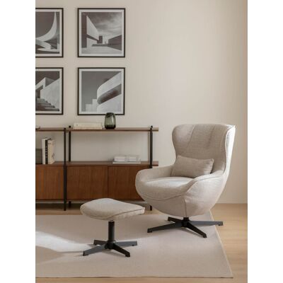 Helder Grauer Drehsessel mit Fußstütze - Kenay Home Grau 94 cm x 76 cm Helder Grauer Drehsessel mit Fußstütze - Kenay Home Grau 94 cm x 76 cm