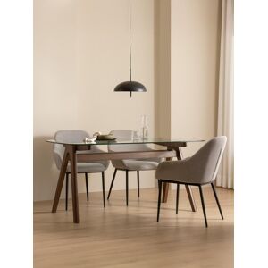 Kenay Home Rechteckiger Esstisch auf Glas und Massivholz Nussbaum 160 Muss Braun 75 cm x 160 cm Kenay Home Rechteckiger Esstisch auf Glas und Massivholz Nussbaum 160 Muss Braun 75 cm x 160 cm