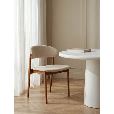 Marse Stuhl aus Massivholz Walnuss mit Polsterung in Beige - Kenay Home Beige 76 cm x 51,3 cm Marse Stuhl aus Massivholz Walnuss mit Polsterung in Beige - Kenay Home Beige 76 cm x 51,3 cm