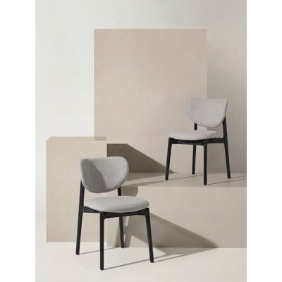 Ellie 2er-Set Stühle aus schwarzem Massivholz mit perlmuttfarbenem Bezug - Kenay Home Schwarz 79 cm x 49 cm Ellie 2er-Set Stühle aus schwarzem Massivholz mit perlmuttfarbenem Bezug - Kenay Home Schwarz 79 cm x 49 cm