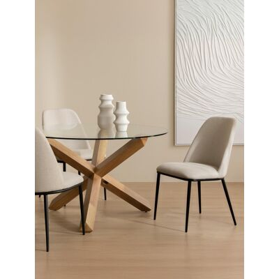 Loire beige gepolsterter Stuhl - Kenay Home Beige 85,5 cm x 52 cm Loire beige gepolsterter Stuhl - Kenay Home Beige 85,5 cm x 52 cm
