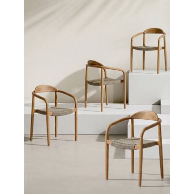Nabire 4er-Set Stühle aus Massivholz und Seil - Kenay Home Natur 76 cm x 57 cm Nabire 4er-Set Stühle aus Massivholz und Seil - Kenay Home Natur 76 cm x 57 cm
