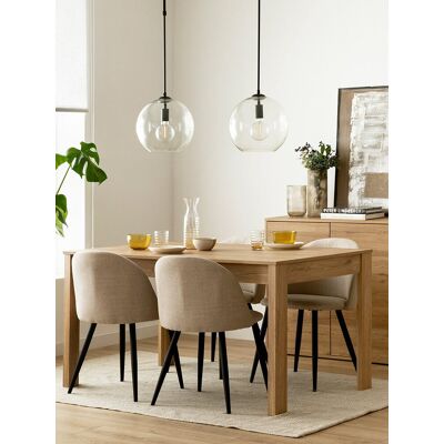 Set ausziehbar rechteckig natur 140 Hegas + 4 gepolsterte Stühle grau - Kenay Home x Set ausziehbar rechteckig natur 140 Hegas + 4 gepolsterte Stühle grau - Kenay Home x