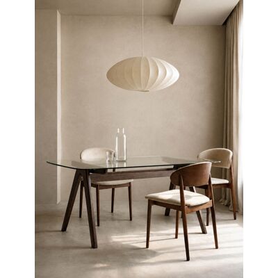 Must Rechteckiger Esstisch Glasplatte und Massivholz Walnuss 160 - Kenay Home Braun 75 cm x 160 cm Must Rechteckiger Esstisch Glasplatte und Massivholz Walnuss 160 - Kenay Home Braun 75 cm x 160 cm