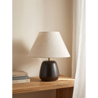 Nuss Tischlampe schwarz und natur - Kenay Home Braun 35 cm x 30 cm Nuss Tischlampe schwarz und natur - Kenay Home Braun 35 cm x 30 cm