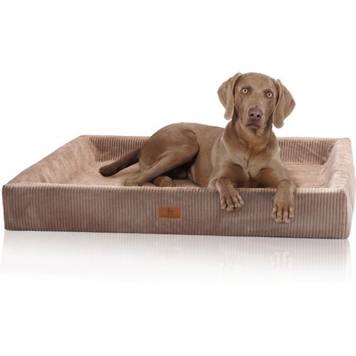 Knuffelwuff orthopädisches Hundebett aus Cord mit Handwebcharakter Santiago M-L 85 x 65cm Braun