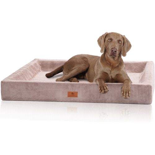 Knuffelwuff orthopädisches Hundebett aus Cord mit Handwebcharakter Santiago XXL 120 x 100cm Rosa