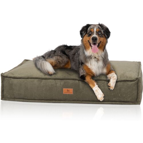 Knuffelwuff Hundekissen Lesedi aus Cord mit Handwebcharakter 120x80cm Khaki