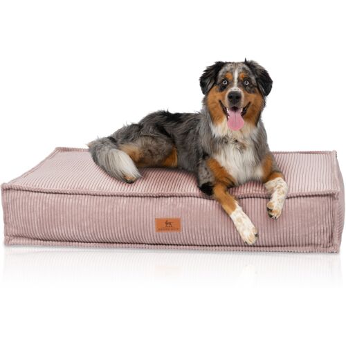 Knuffelwuff Hundekissen Lesedi aus Cord mit Handwebcharakter 135x90cm Rosa