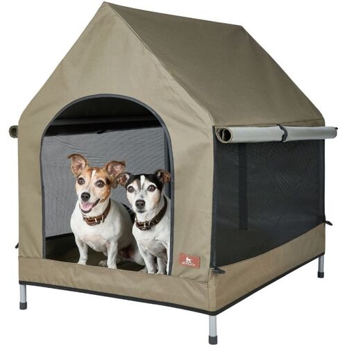 Knuffelwuff Outdoor Hundehütte mit stabilem Metallrahmen und atmungsaktivem Stoffdach