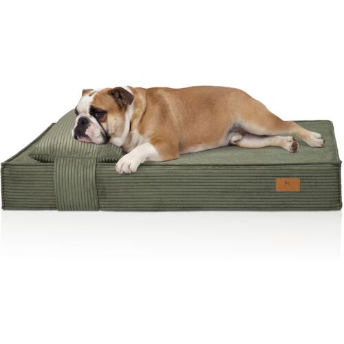 Knuffelwuff orthopädisches Hundebett aus Cord mit Handwebcharakter Soleya mit separatem...