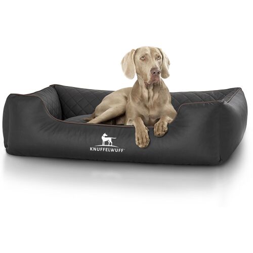 Knuffelwuff Hundebett Milan aus laser-gestepptem Kunstleder XL 105 x 75cm Schwarz