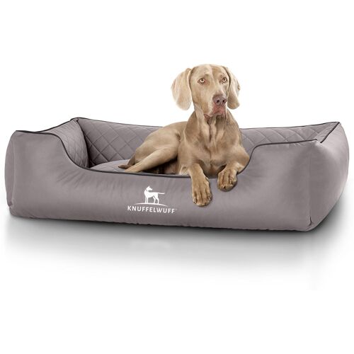 Knuffelwuff Hundebett Milan aus laser-gestepptem Kunstleder Übergröße XXXL 155 x 105cm Grau