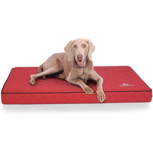 Knuffelwuff Orthopädische Hundematte Juna aus laser-gestepptem Kunstleder L 78x65cm Rot