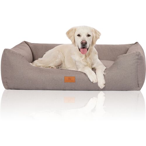 Knuffelwuff Hundebett Lotte aus Velours mit feinem Handwebcharakter XL 105 x 75cm Lichtgrau