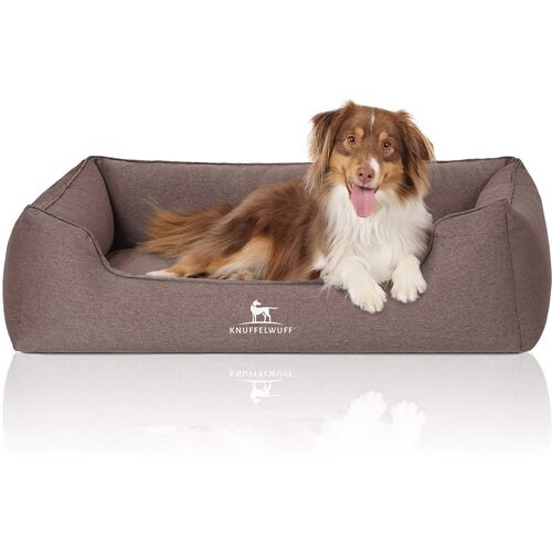 Knuffelwuff Orthopädisches Hundebett Leano aus Velours mit Handwebcharakter XXL 120 x 85cm Braun