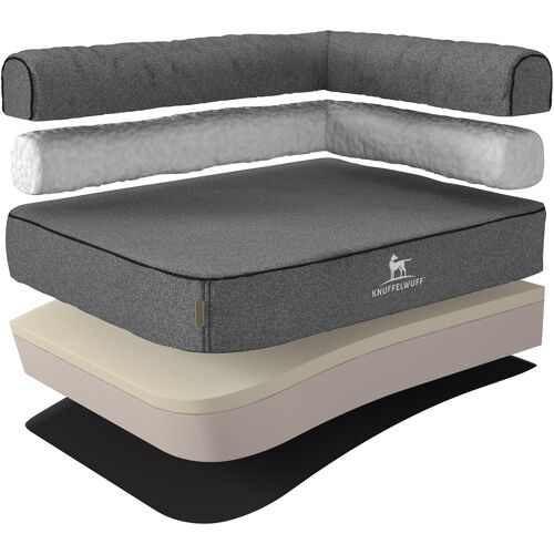 Knuffelwuff Orthopädisches Eck Hundebett Marlie aus Velours mit Handwebcharakter Übergröße XXXL...