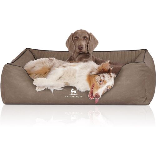 Knuffelwuff Orthopädisches Hundebett Columbia aus laser-gestepptem Kunstleder XL 105 x 75cm Stone