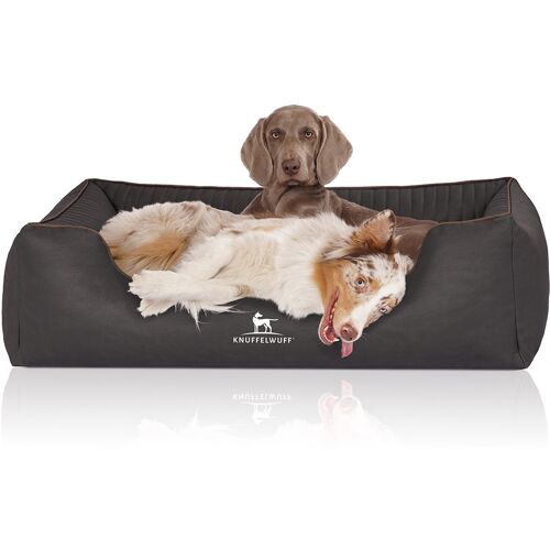 Knuffelwuff Orthopädisches Hundebett Columbia aus laser-gestepptem Kunstleder XXL 120 x 85cm Schwarz