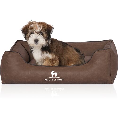 Knuffelwuff Hundebett Scottsdale aus Kunstleder M-L 85 x 63cm Braun