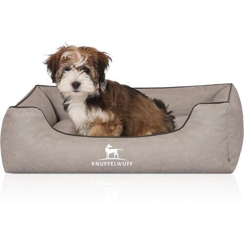 Knuffelwuff Hundebett Scottsdale aus Kunstleder M-L 85 x 63cm Hellgrau
