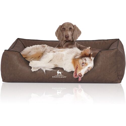 Knuffelwuff Hundebett Henderson aus marmoriertem Kunstleder Übergröße XXXL 155 x 105cm Braun