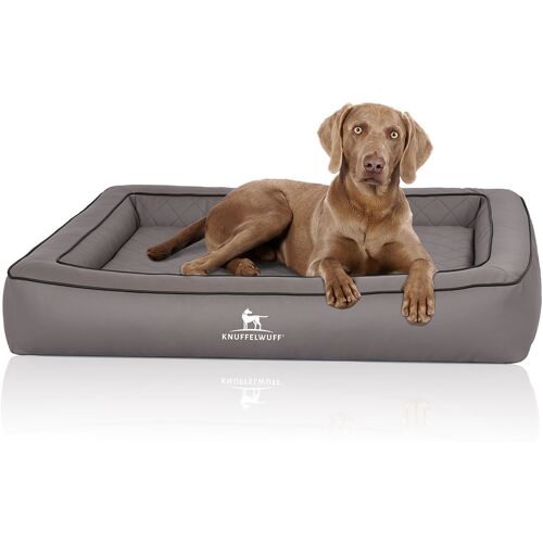 Knuffelwuff Orthopädisches Hundebett aus Laser gestepptem Kunstleder Hampstead 155 x 125cm Grau