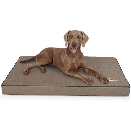 Knuffelwuff orthopädische Hundematte Palomino aus laser-gestepptem Kunstleder XL 100 x 70 Stone
