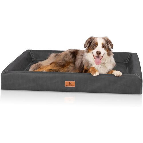 Knuffelwuff orthopädisches Hundebett Austin aus Kunstleder XXL 120 x 100cm Schwarz