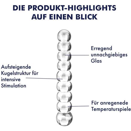EIS Glasdildo mit Kugelstruktur, 20,5 cm