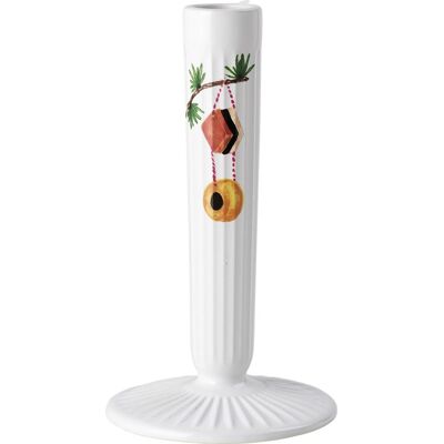 Kähler Hammershøi Weihnachtskerzenhalter - 16cm Weiß mit Dekoration Kähler Hammershøi Weihnachtskerzenhalter - 16cm Weiß mit Dekoration