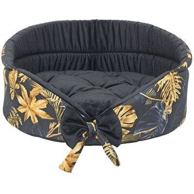 FERA Gold ovales Bett mit Schleife für Hunde und Katzen L 66x55x28 cm FERA Gold ovales Bett mit Schleife für Hunde und Katzen L 66x55x28 cm