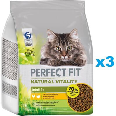 PERFECT FIT Natural Vitality Trockenfutter mit Huhn und Truthahn adulte Katzen 3x2,4 kg PERFECT FIT Natural Vitality Trockenfutter mit Huhn und Truthahn adulte Katzen 3x2,4 kg