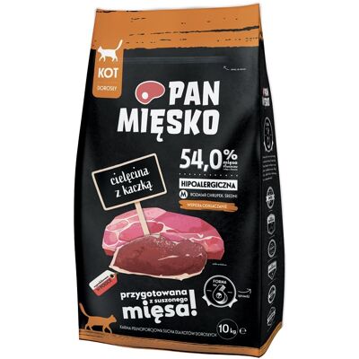PAN MIĘSKO Trockenfutter Kalbfleisch mit Ente für adulte Katzen M hypoallergen 10kg PAN MIĘSKO Trockenfutter Kalbfleisch mit Ente für adulte Katzen M hypoallergen 10kg