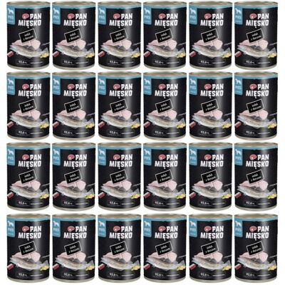 PAN MIĘSKO Nassfutter mit Pute, Dorsch und Kürbiskernen für adulte Hunde hypoallergen 24x400 g PAN MIĘSKO Nassfutter mit Pute, Dorsch und Kürbiskernen für adulte Hunde hypoallergen 24x400 g