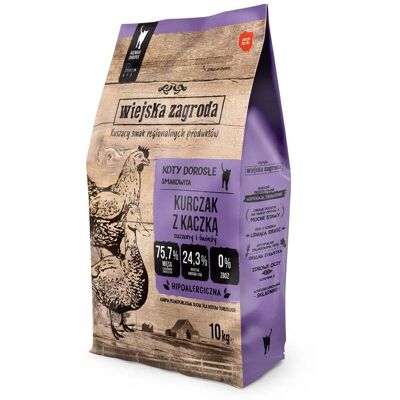 WIEJSKA ZAGRODA Trockenfutter Huhn mit Ente für adulte Katzen getriedefrei 10 kg WIEJSKA ZAGRODA Trockenfutter Huhn mit Ente für adulte Katzen getriedefrei 10 kg