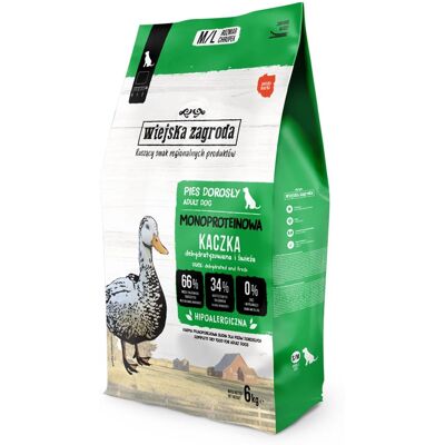 WIEJSKA ZAGRODA Trockenfutter mit Ente Monoprotein für adulte Hunde M/L getreidefrei 6 kg WIEJSKA ZAGRODA Trockenfutter mit Ente Monoprotein für adulte Hunde M/L getreidefrei 6 kg
