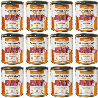Super RAFI Pure Line Nassfutter Ente mit Süßkartoffeln für adulte Hunde getreidefrei 12x800g Super RAFI Pure Line Nassfutter Ente mit Süßkartoffeln für adulte Hunde getreidefrei 12x800g