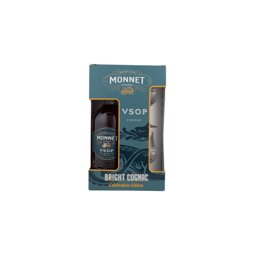 Monnet Cognac VSOP 40% Vol. 0,7 Liter im Geschenkbox mit 2 Gläsern