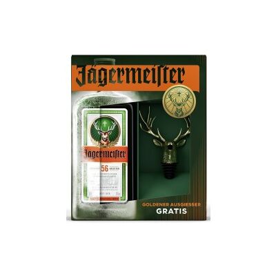 Jägermeister Kräuterlikör 0,7 Liter Geschenkset mit goldfarbigen Hirschkopf-Ausgießer Jägermeister Kräuterlikör 0,7 Liter Geschenkset mit goldfarbigen Hirschkopf-Ausgießer
