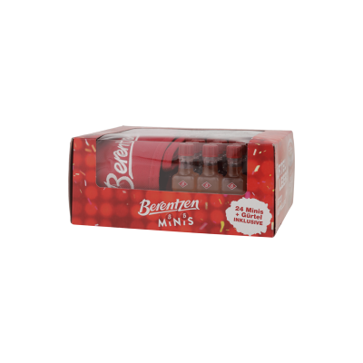 Verschiedene Hersteller Berentzen Mini’s Gürtel – 24 Flaschen · 6 Sorten 16–17 % Vol. · 0,48 L PET Verschiedene Hersteller Berentzen Mini’s Gürtel – 24 Flaschen · 6 Sorten 16–17 % Vol. · 0,48 L PET