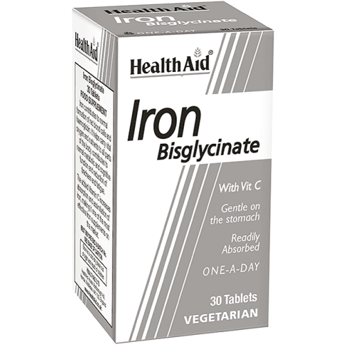 HealthAid Bisglycinat Eisen mit Vitamin C 30 Tabletten