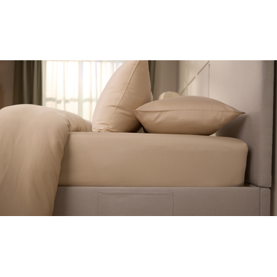 Emma Silken Satin Spannbettlaken Beige 160x200cm Emma Silken Satin Spannbettlaken Beige 160x200cm