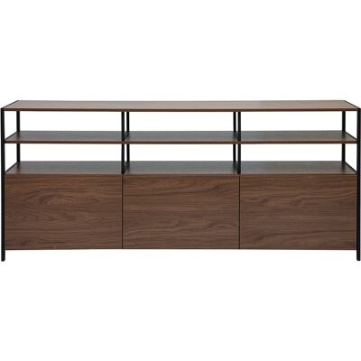 Miliboo Buffet niedrig mit dunkler Holzoberfläche aus Walnuss und schwarzem Metall L180 cm MAXENCE Miliboo Buffet niedrig mit dunkler Holzoberfläche aus Walnuss und schwarzem Metall L180 cm MAXENCE