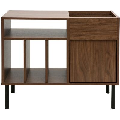 Miliboo Dunkles Holz Vinyl-Aufbewahrungsbuffet mit Walnuss-Finish und schwarzem Metall L90 cm KANE Miliboo Dunkles Holz Vinyl-Aufbewahrungsbuffet mit Walnuss-Finish und schwarzem Metall L90 cm KANE